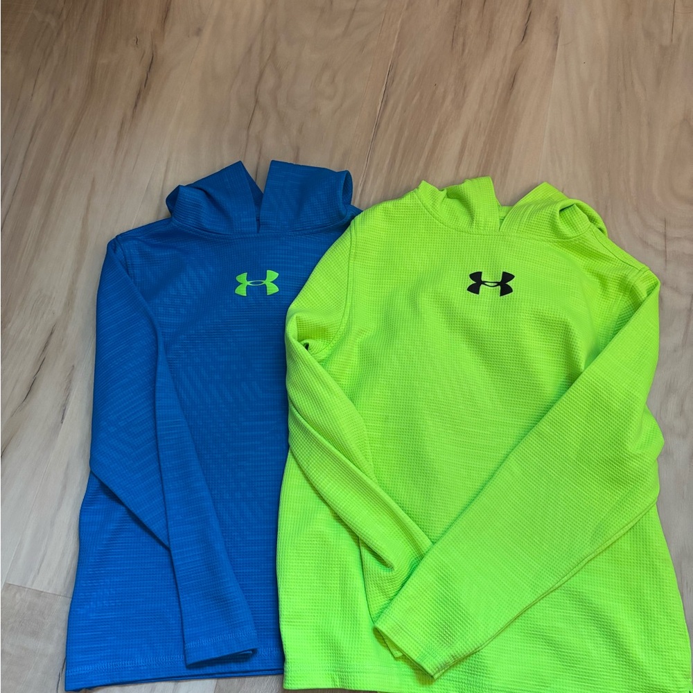 Under Armour Kids Long Sleeve Tees - Blue and Neon Yellow